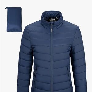 Outdoor Ventures Women's Navy Puffer Jacket, packable